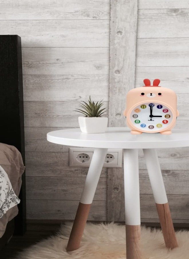 RIANZ Plastic Kids Desk Analog Alarm Clock, Cute Cartoon Theme Decor For Bedroom Bedside Desk Shelf, Silent Non Ticking Clock For Boys And Girls (Pink), 9 Cm X 9 Cm - Image 2